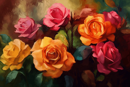 油画的玫瑰花图片背景图片