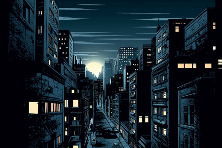 夜晚的城市景观背景图片