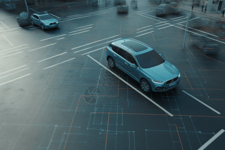 自动驾驶汽车自动驾驶穿越街道背景