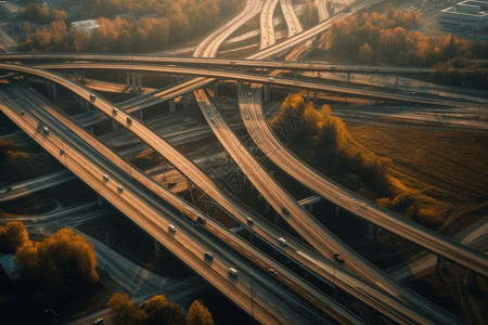 汽车 高速路鸟瞰汽车立交桥背景