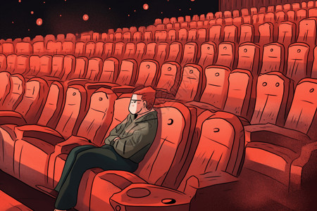 观众坐在豪华电影院座位背景图片