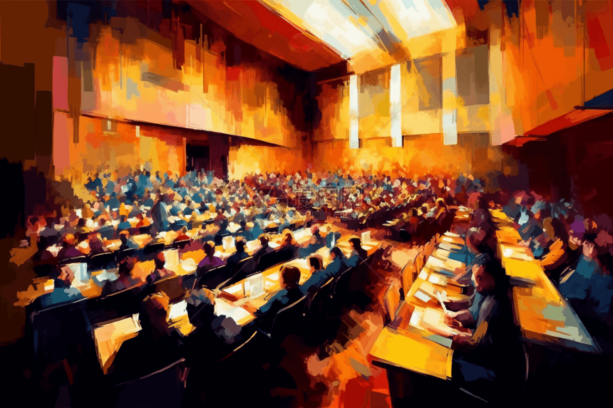 彩色油画演讲厅图片