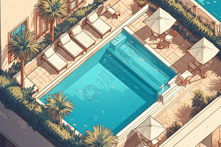 豪华度假酒店泳池高清图片