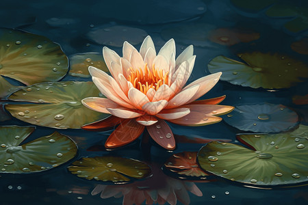 宁静池塘中的莲花背景图片