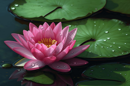 粉色睡莲摄影花瓣上有水滴的莲花设计图片