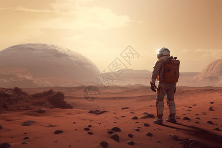 执行火星任务的宇航员背景图片