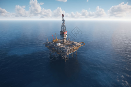 海面上石油开采背景图片