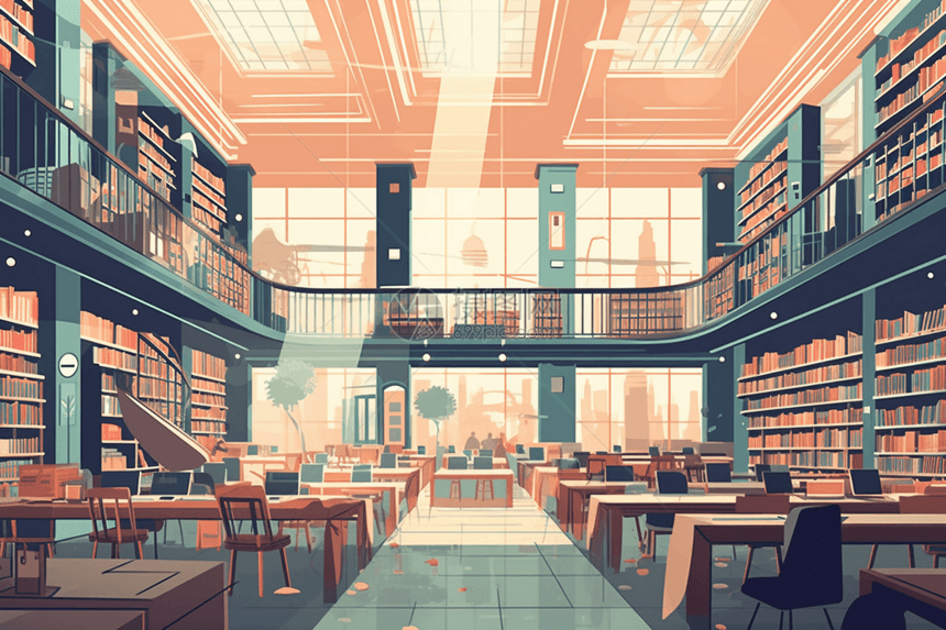 宁静的大型图书馆图片