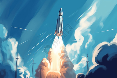 火箭的高角度射击背景图片