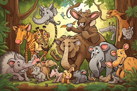 高清素材犀牛有趣的卡通动物插画