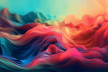模糊背景下色彩鲜艳的流体波设计图片