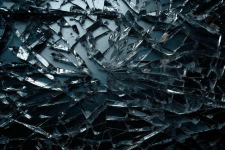 破碎的透明玻璃破碎外观和锋利的锯齿的玻璃设计图片