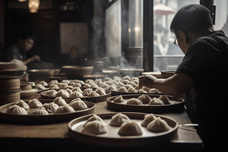 餐厅里的小笼包背景图片