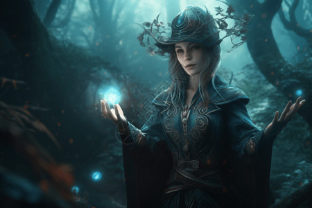 森林中神秘的女巫图片