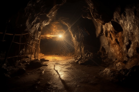 金矿挖掘的矿洞背景图片