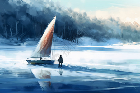 冰上帆船图片