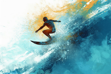 冲浪者的插画背景图片