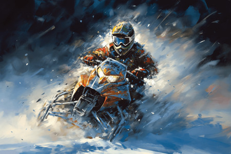 雪地越野户外雪地摩托车插画