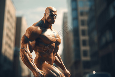 英雄雕像超级英雄的3D模型插画