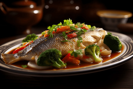 红烧鮰鱼美味的清蒸鱼背景