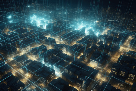 电网系统城市智能网络系统插画