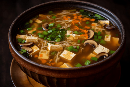 豆腐金针菇一碗美味的酸辣汤背景
