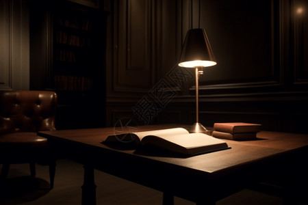 书页设计书桌上有一本书和台灯背景