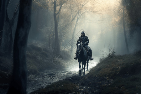 骑马的骑士在冲锋图片
