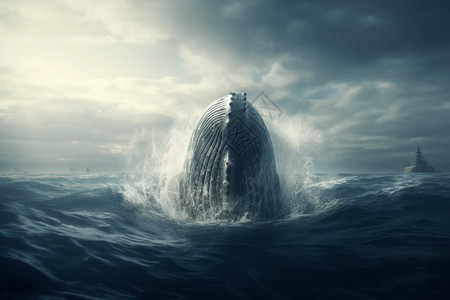 鲸鱼广角镜头背景图片