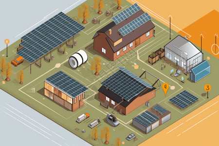 能源管理系统可再生能源动力农业设施插画