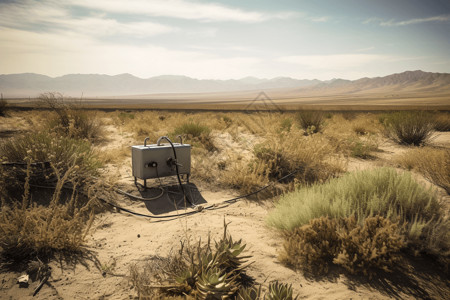 沙漠中的智能灌溉系统高清图片