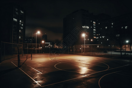 夜晚篮球场城市夜晚的篮球场背景