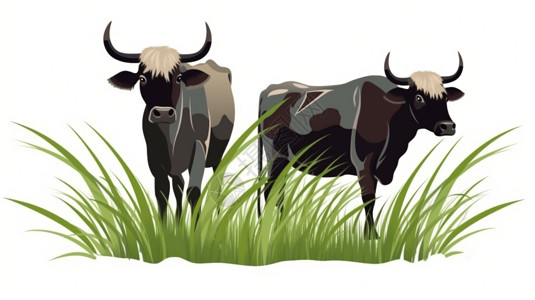牛在稻田里图片