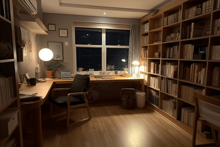 图书馆自习室宽敞安静的自修室设计图片
