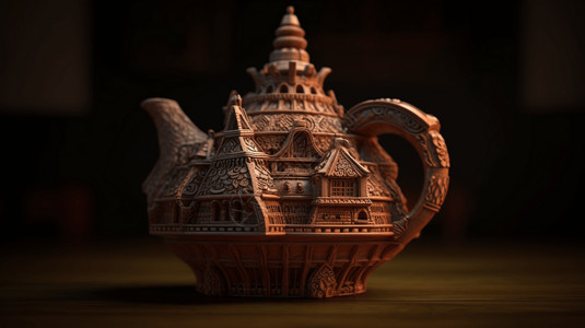 文创馆粘土制作的陶器设计图片