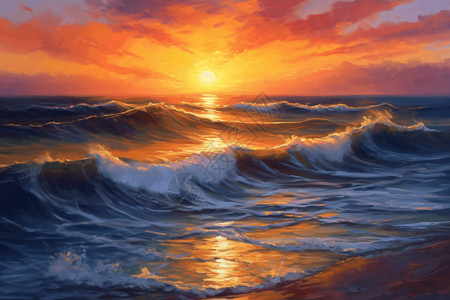 海洋尽头的日落图片