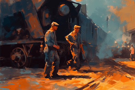 煤炭火车工人图片