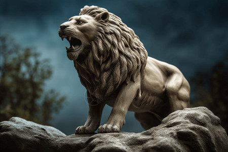 狮子雕塑背景图片
