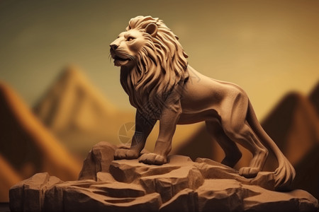 泥塑工艺品凶猛的狮子雕塑设计图片
