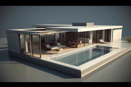 酒店泳池3D模型图片