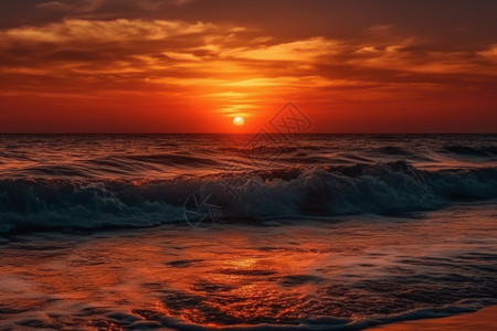 大海上的夕阳图片
