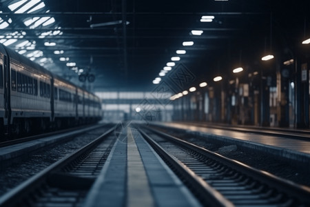 火车站候车火车站的轨道镜头设计图片