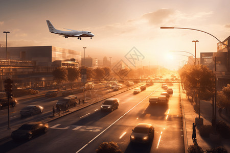 机场贵宾通道城市交通场景设计图片