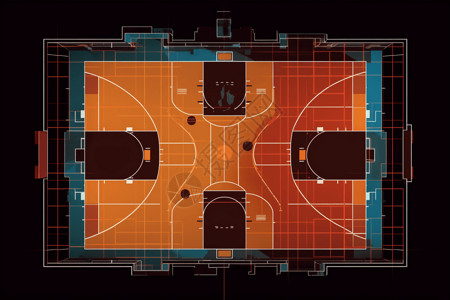 篮球场平面图高清图片
