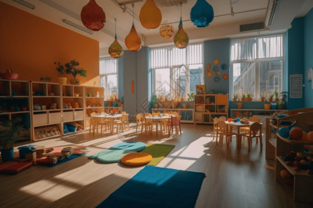 色彩鲜艳的儿童保育中心教室图片
