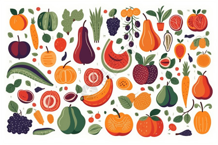 各种新鲜的水果蔬菜背景图片