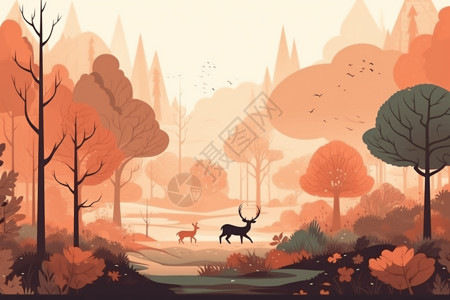 插画森林动物图片