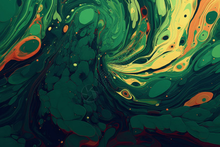 绿色简约颜料迷幻液体抽象设计插画