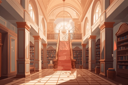 图书馆大厅贵族图书馆插画