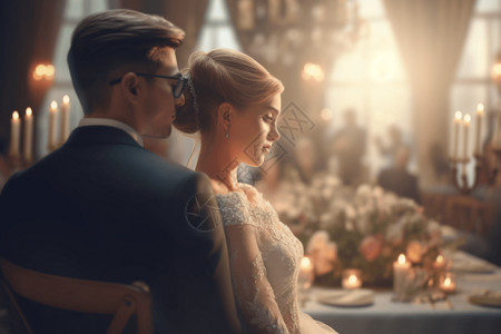 3D婚礼肖像背景图片